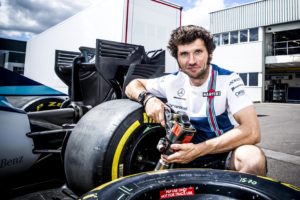 Guy Martin training with the Williams Martini Racing Formula One pit crew at their headquarters